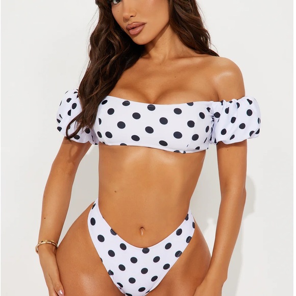 Fashion Nova Black and White Polka Dot Bikini - Picture 1 of 2